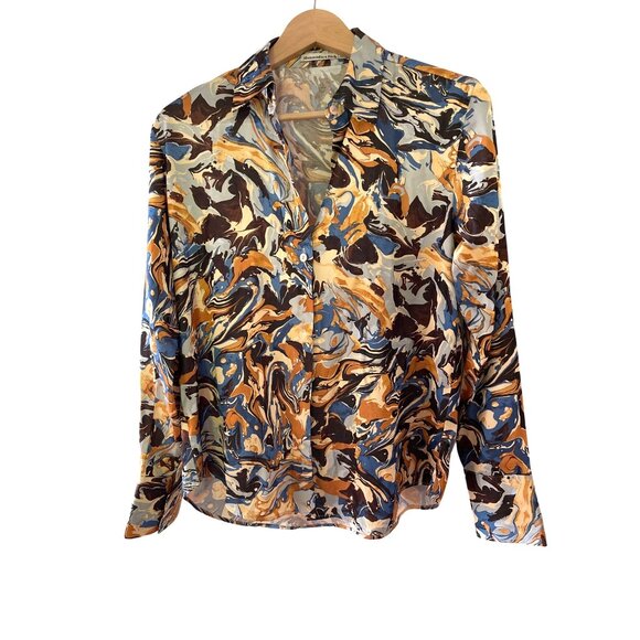 Abercrombie & Fitch Women's Long-Sleeve Satin ABSTRACT PRINT SIZE XS NWOT - Picture 2 of 5